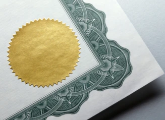 Gold seal on a certificate